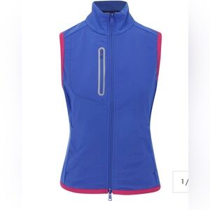 RLX Ralph Lauren Women's Golf Full-Zip Vest Sleeveless Sz Large Blue Pink Terry